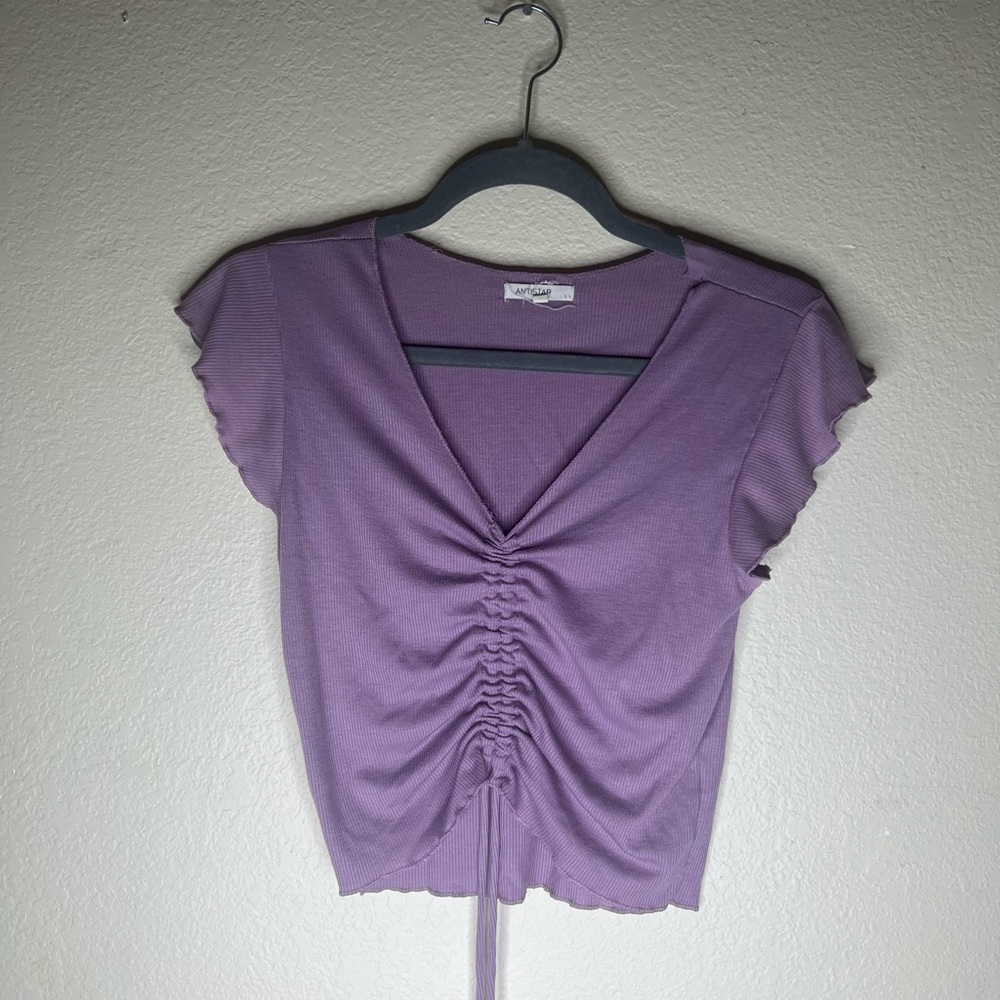 Purple scrunch crop top